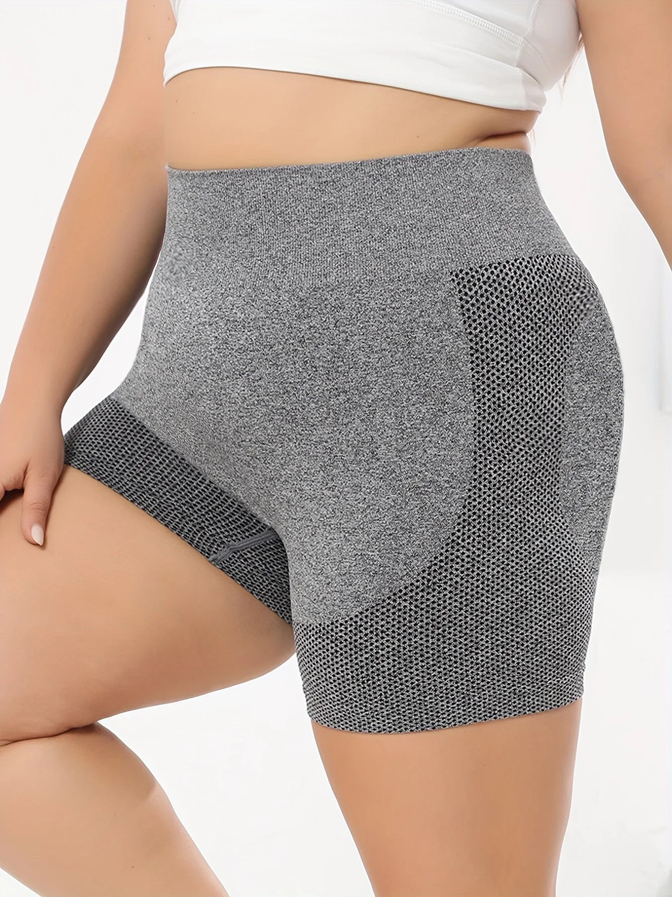 Plus Size Women's High Waist Running Fitness Yoga Shorts