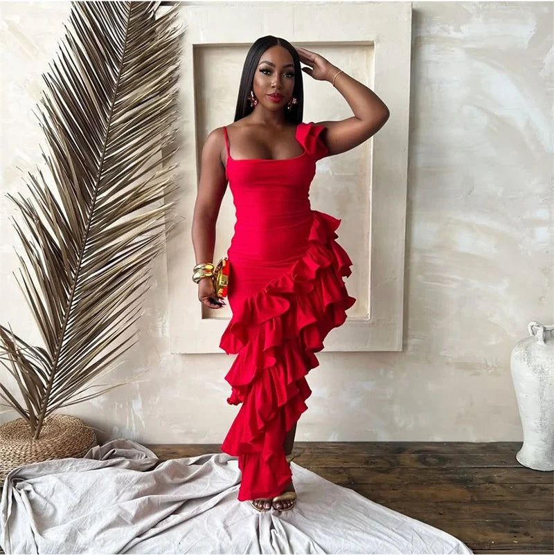 BODYCON TIERED RUFFLE DRESS
