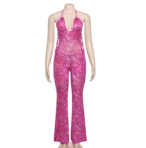 TYE DIE PINK PRINT HALTER ROMPER