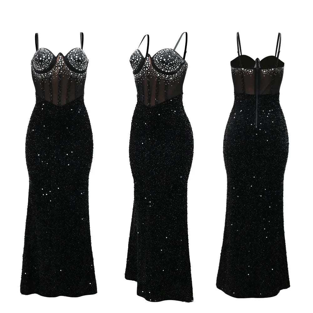 VELVET DIAMOND MAXI DRESS