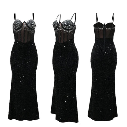 VELVET DIAMOND MAXI DRESS