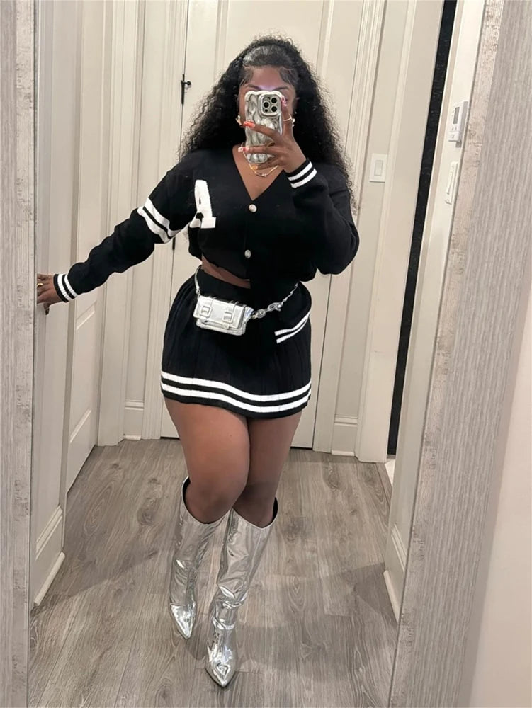 LETTERMAN PLEATED SKIRT AND JACK TWO PIECE SET