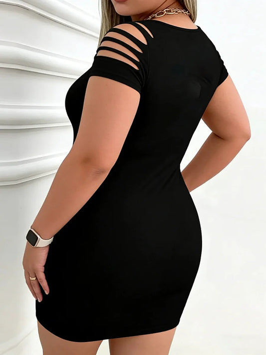 ON EDGE SLIT PLUS CURVY MINI DRESS