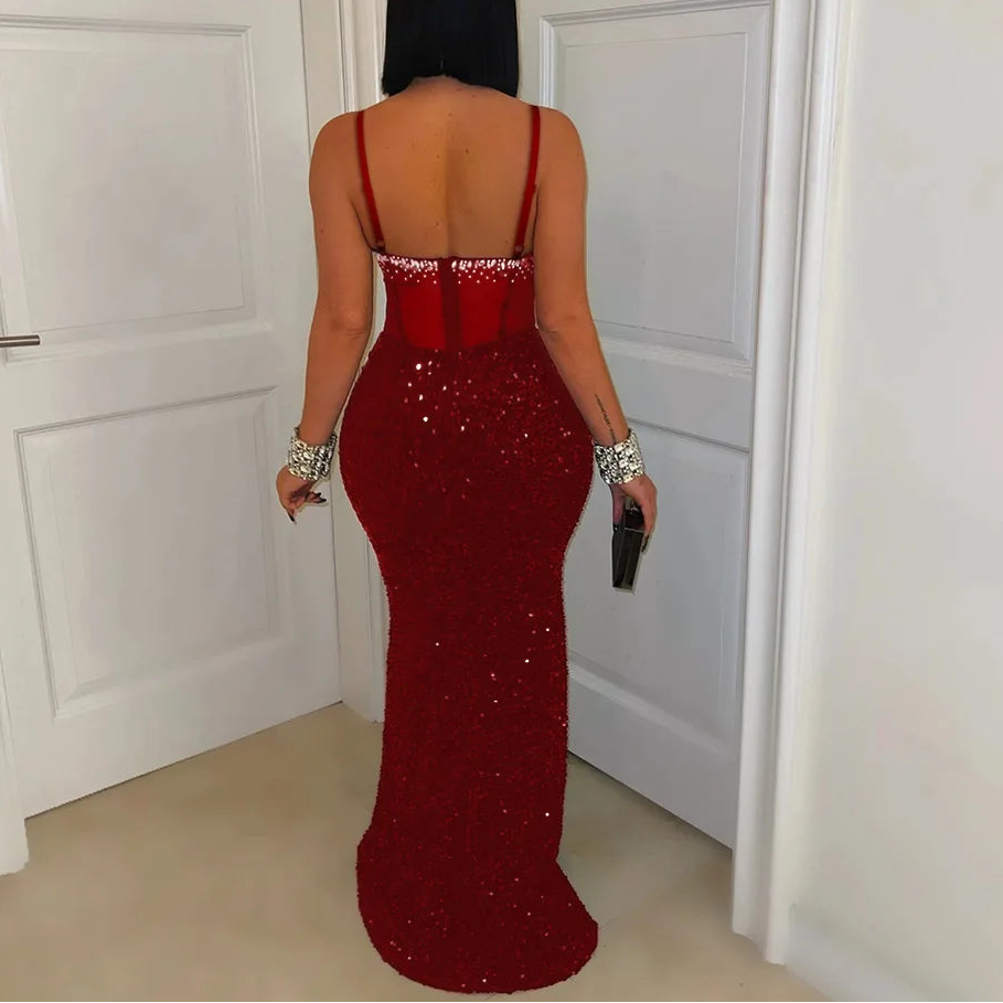 VELVET DIAMOND MAXI DRESS