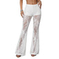 WHITE FLARE LACED PANTS