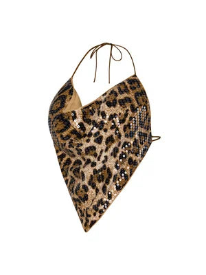 LEOPARD SEQUIN HALTER