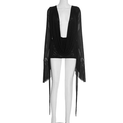 FLIRT COLLAR SHEER DRESS