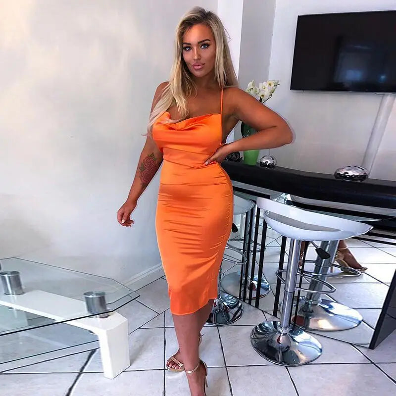 SEXY SATIN LACE UP DRESS