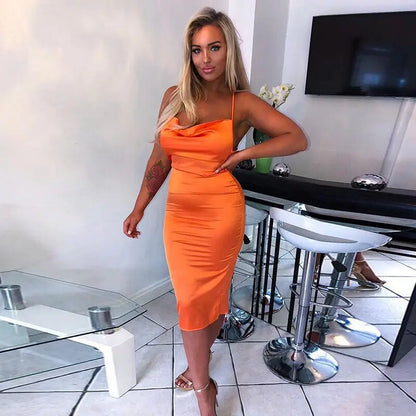 SEXY SATIN LACE UP DRESS