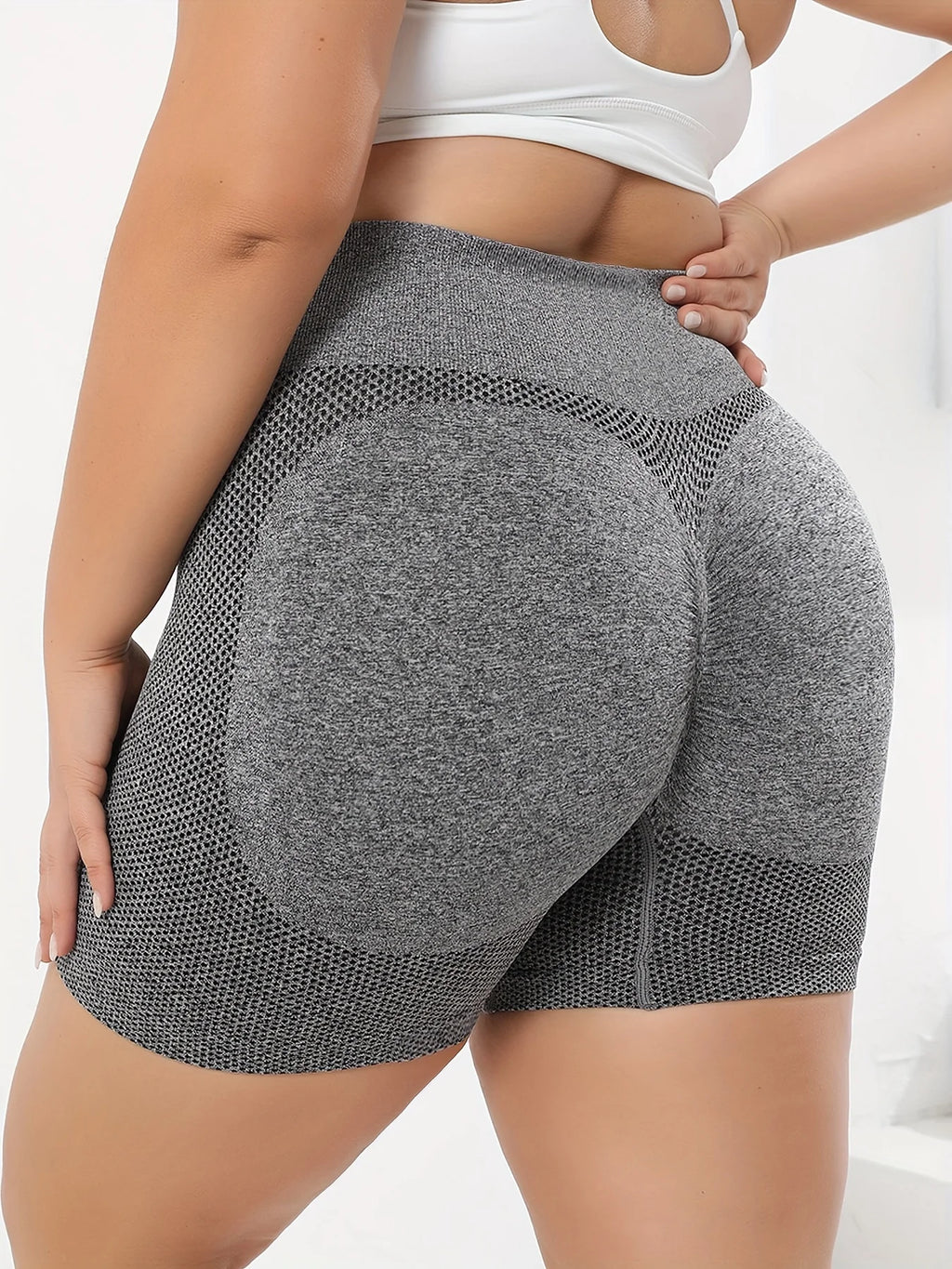 Plus Size Women's High Waist Running Fitness Yoga Shorts