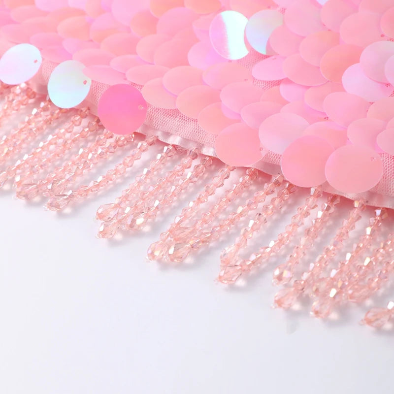 SEQUINED HALTER SKIRT SET