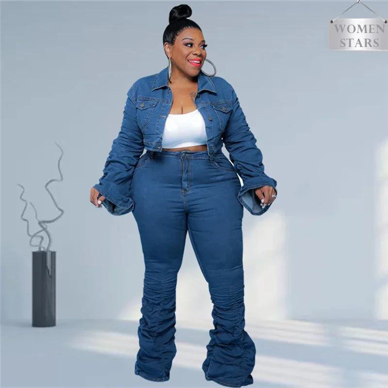 PLUS CURVY DENIM SET