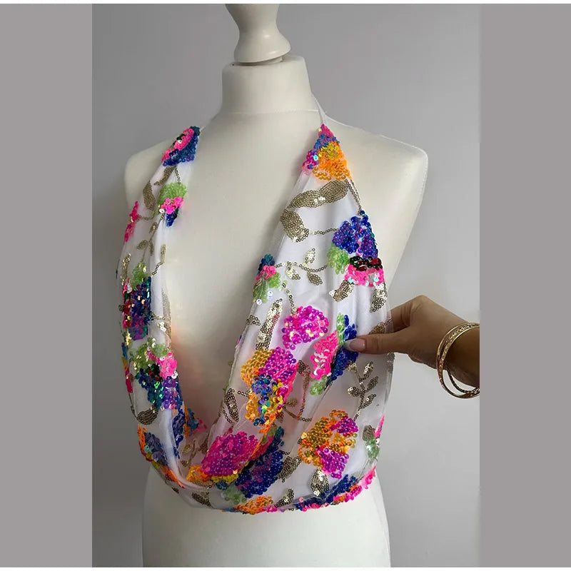 SEQUINED HALTER SKIRT SET