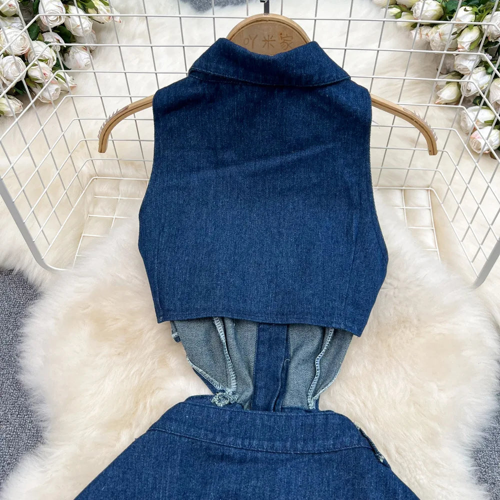 DENIM HIGH WAIST SUMMER DRESS