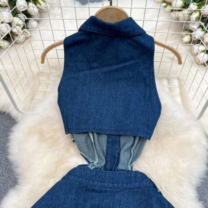 DENIM HIGH WAIST SUMMER DRESS