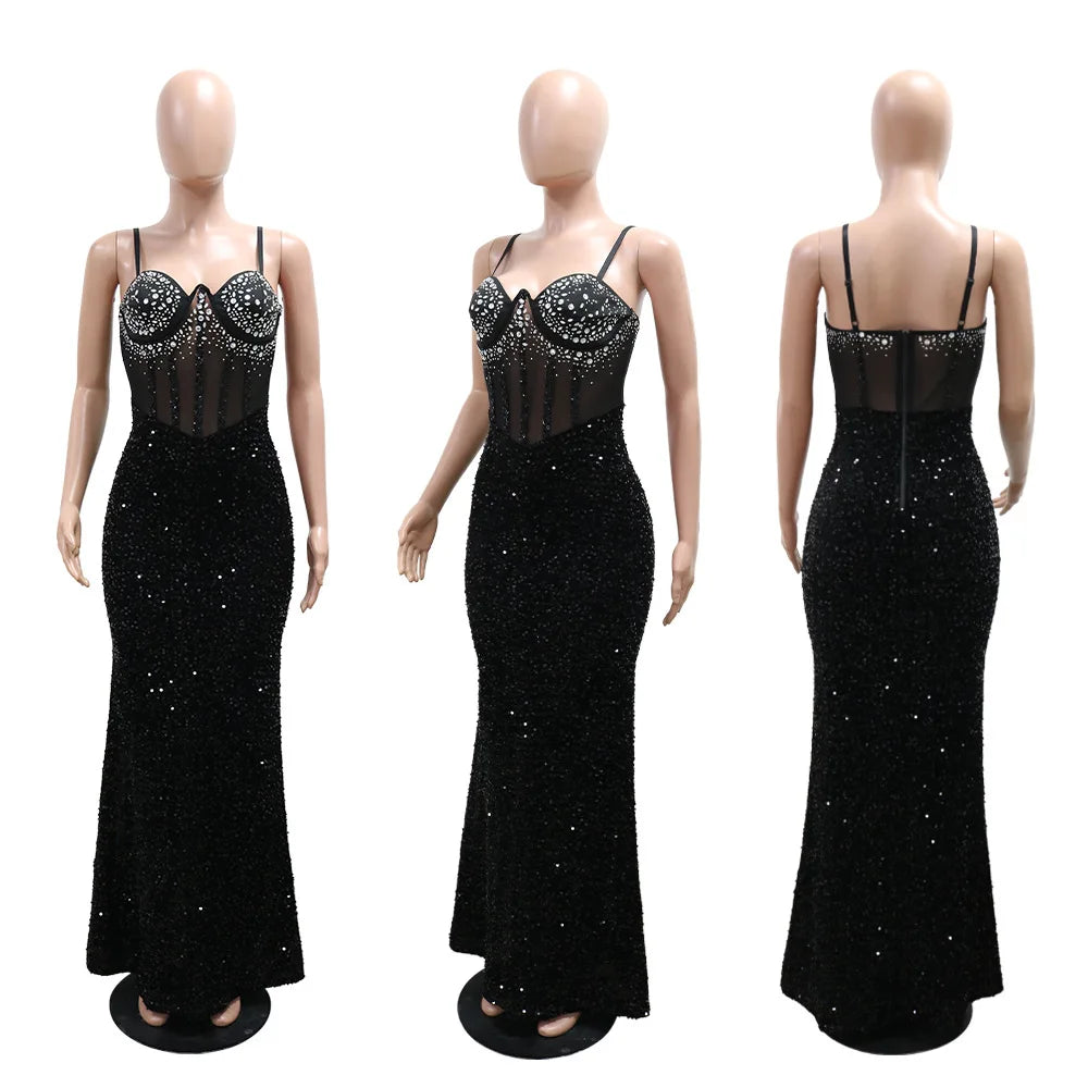 VELVET DIAMOND MAXI DRESS
