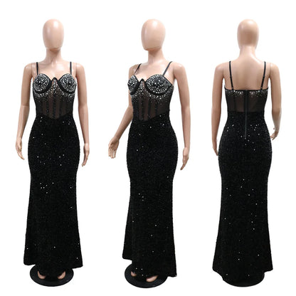 VELVET DIAMOND MAXI DRESS