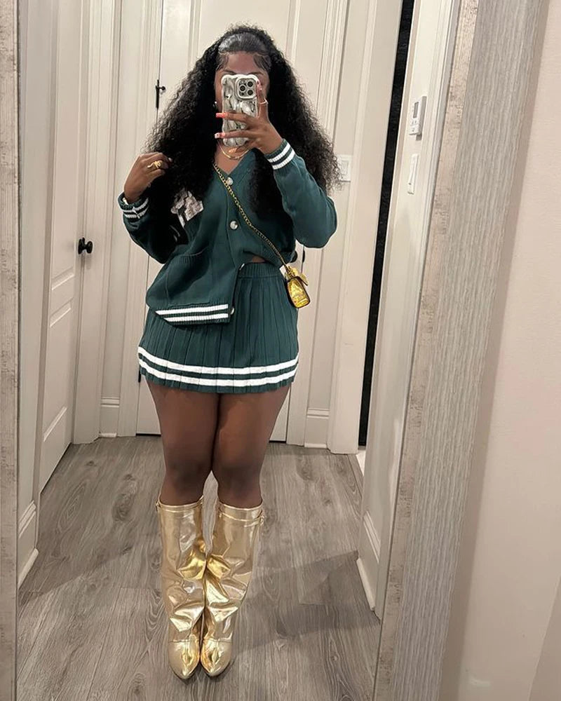 LETTERMAN PLEATED SKIRT AND JACK TWO PIECE SET