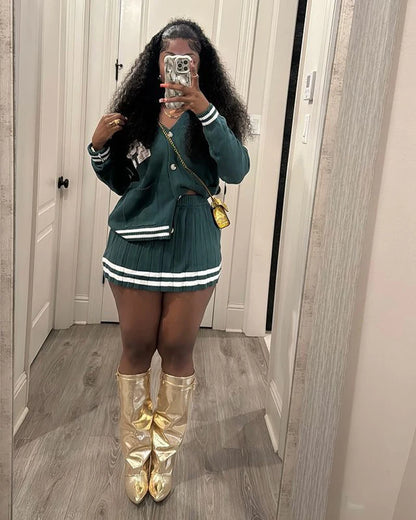 LETTERMAN PLEATED SKIRT AND JACK TWO PIECE SET