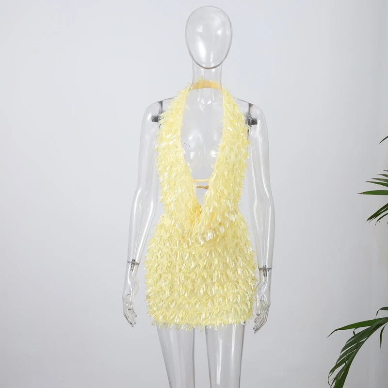 SEQUINED HALTER SKIRT SET