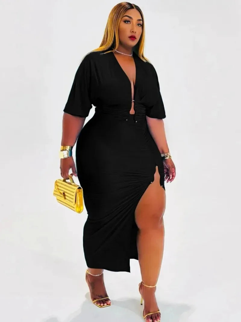 CITY GYAL PLUS CURVY 2 PC SKIRT SET WITH SPLIT