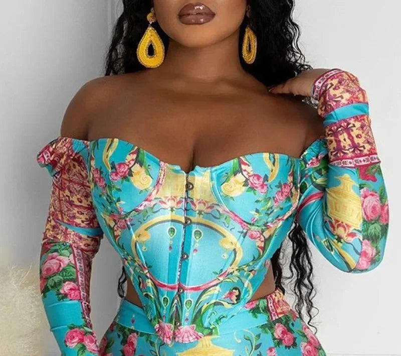 TROPICAL FLORAL PRINT SKIRT SET