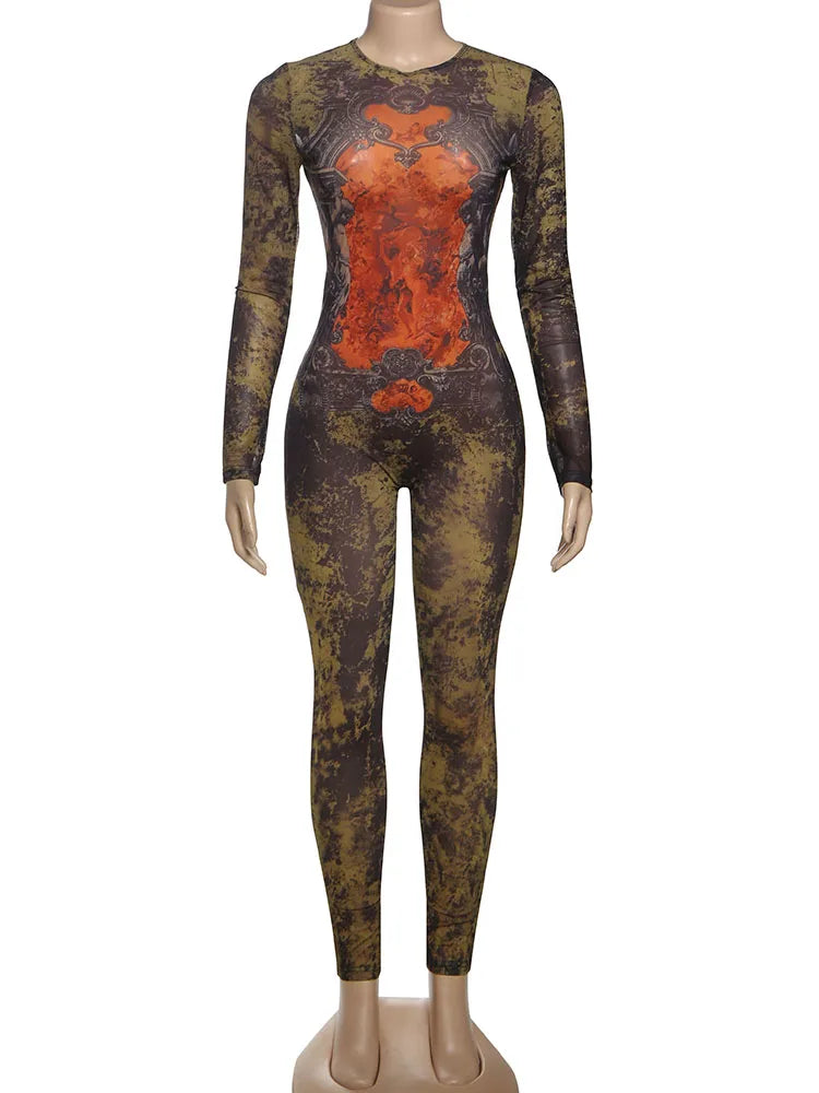 Sexy Mesh Tide Dye Jumpsuit