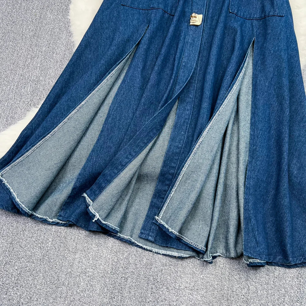 DENIM HIGH WAIST SUMMER DRESS