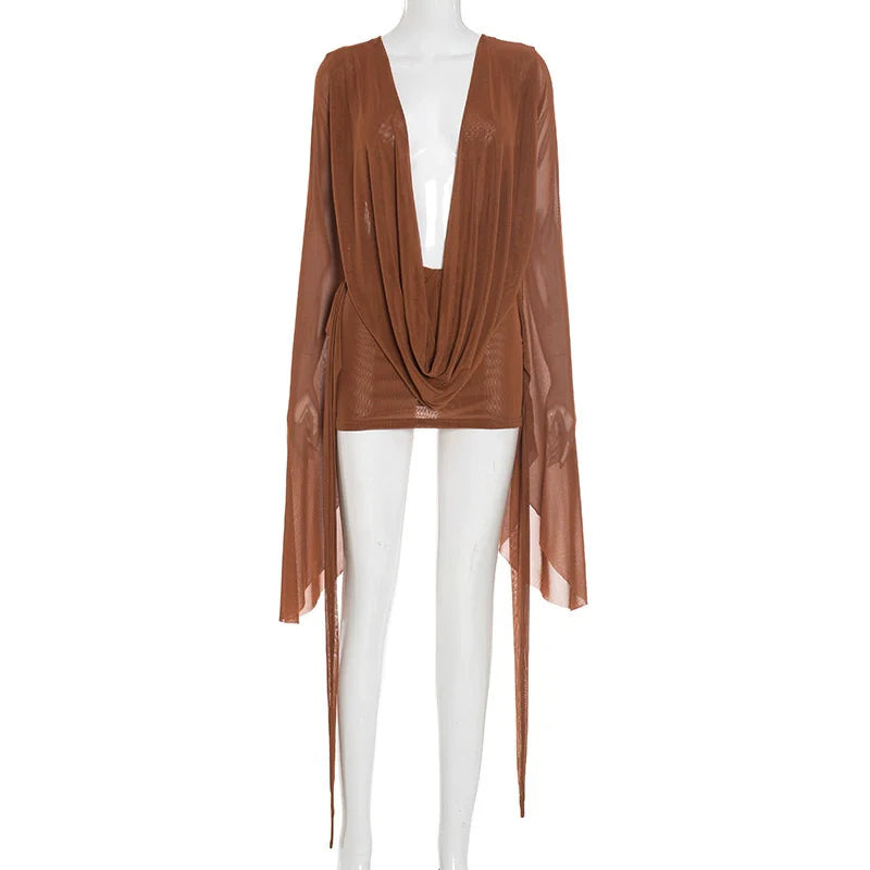 FLIRT COLLAR SHEER DRESS