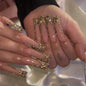 10 PCS BEJEWELD LUXURY DESIGNER LONG NAILS