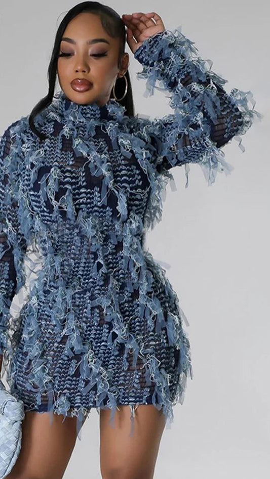 AUTUMN STACKED MINI DRESS