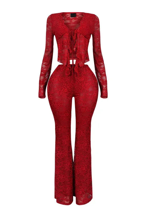 FLIRTY 2 PC LACE PANTS SET
