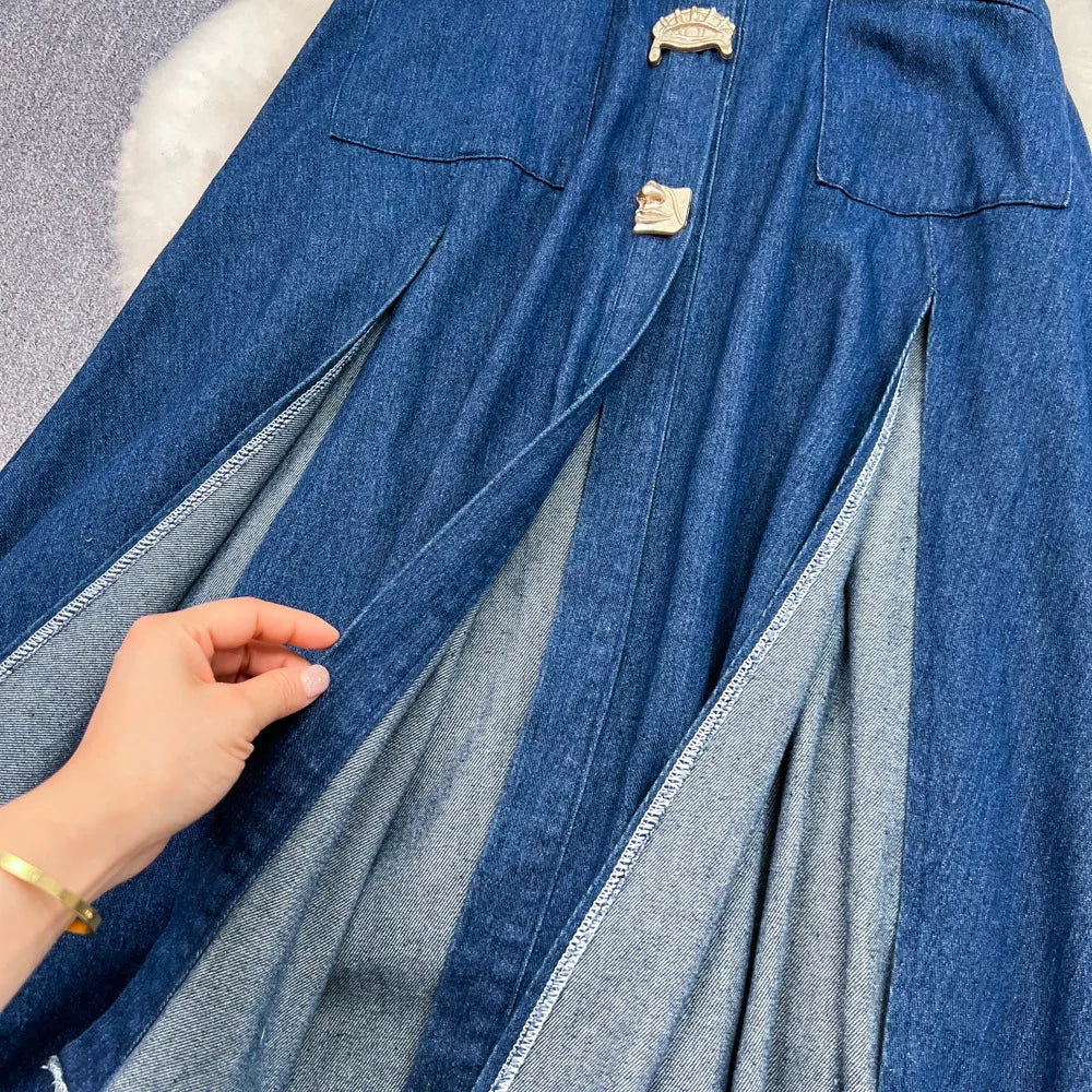 DENIM HIGH WAIST SUMMER DRESS