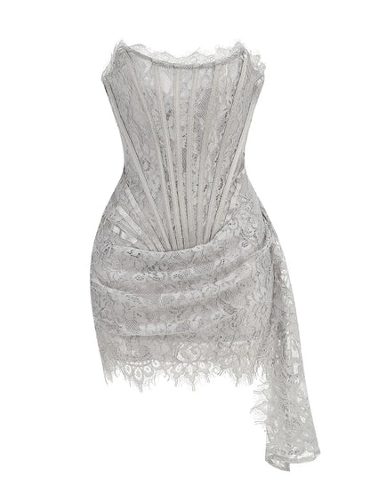 HIGH WAIST PATCHWORK LACE DRESS