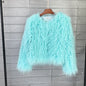 women's fur coat Colorful Furry Pink lamb wool faux fur coat female Shaggy sheepskin coat winter artificial fur jacket