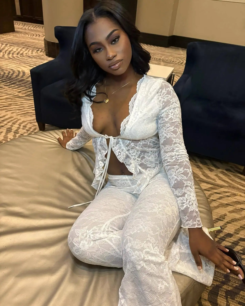 FLIRTY 2 PC LACE PANTS SET