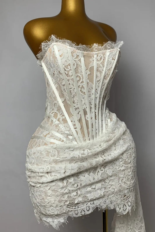 HIGH WAIST PATCHWORK LACE DRESS