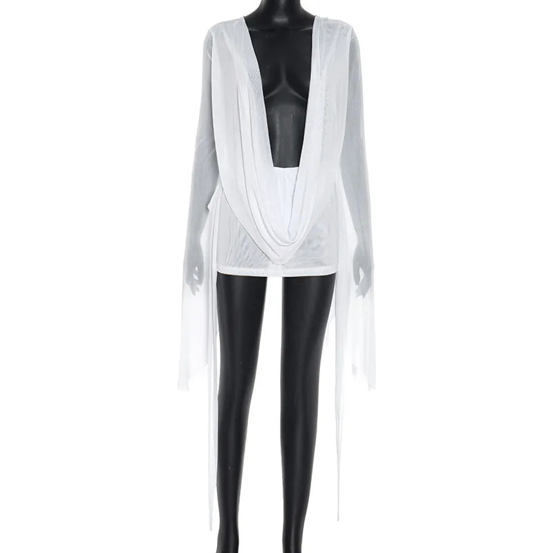 FLIRT COLLAR SHEER DRESS