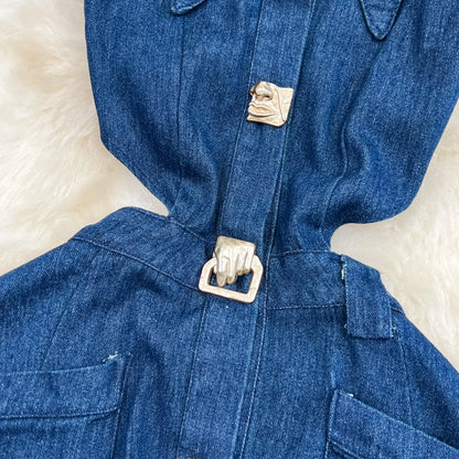 DENIM HIGH WAIST SUMMER DRESS