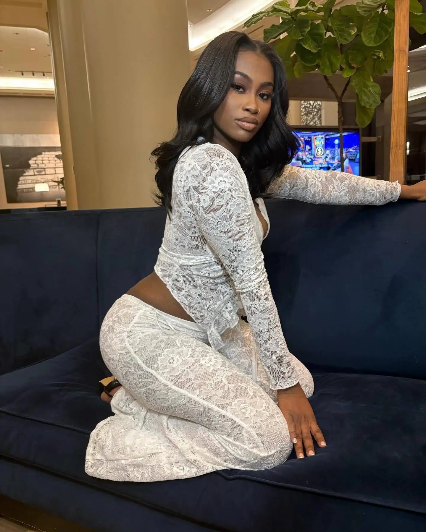 FLIRTY 2 PC LACE PANTS SET