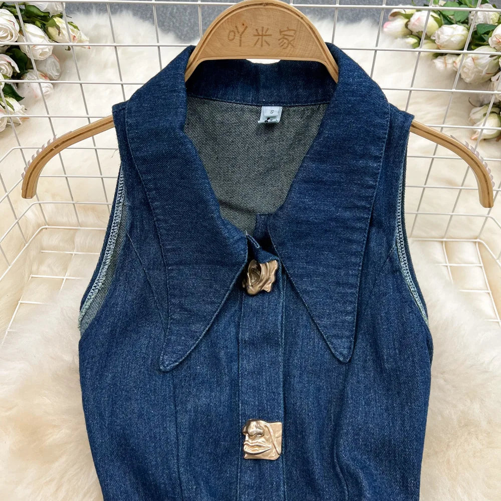 DENIM HIGH WAIST SUMMER DRESS