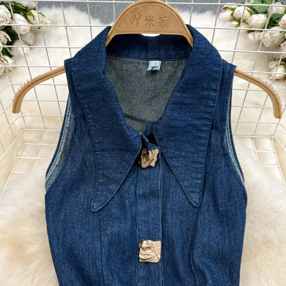 DENIM HIGH WAIST SUMMER DRESS