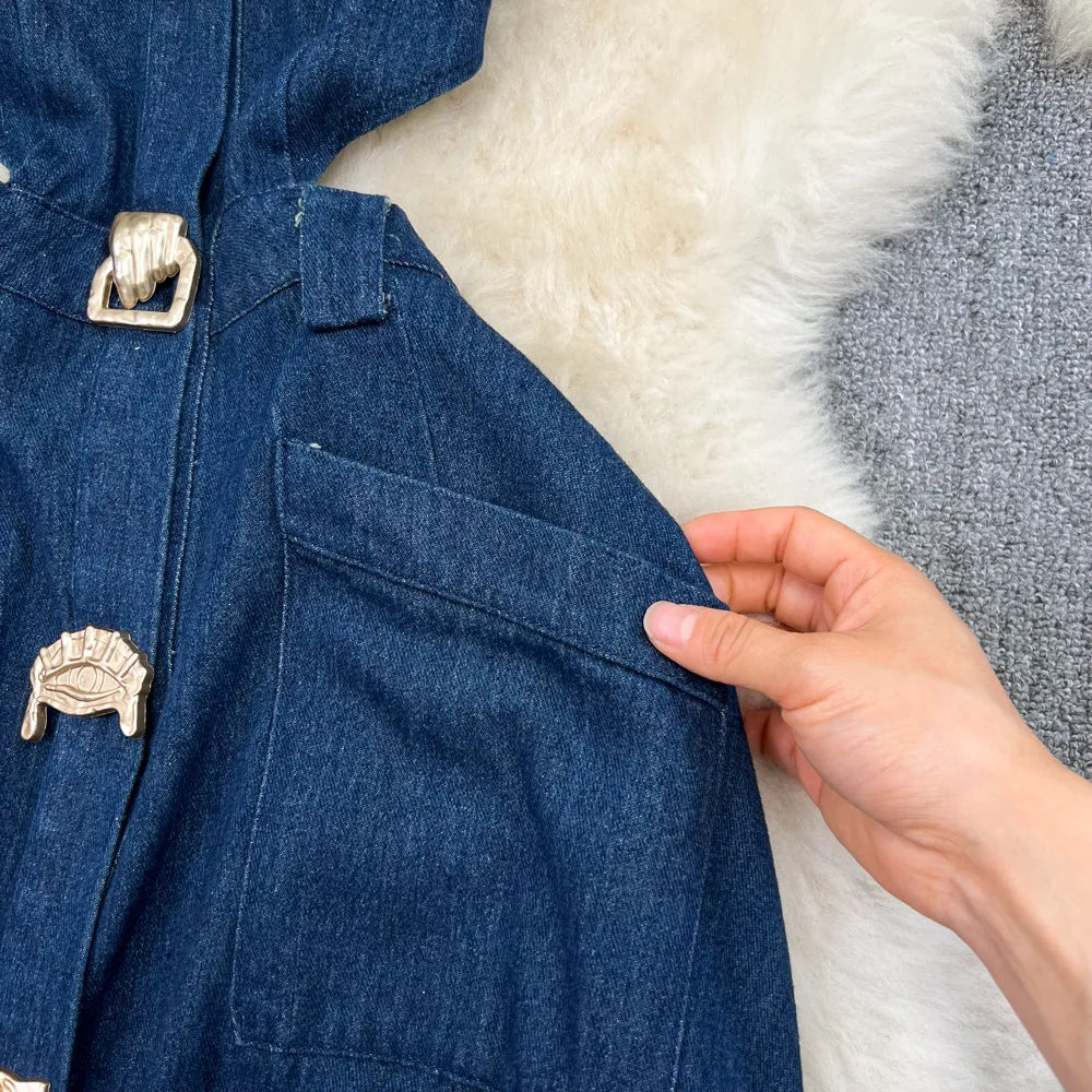 DENIM HIGH WAIST SUMMER DRESS