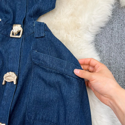DENIM HIGH WAIST SUMMER DRESS