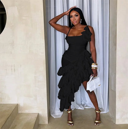 BODYCON TIERED RUFFLE DRESS
