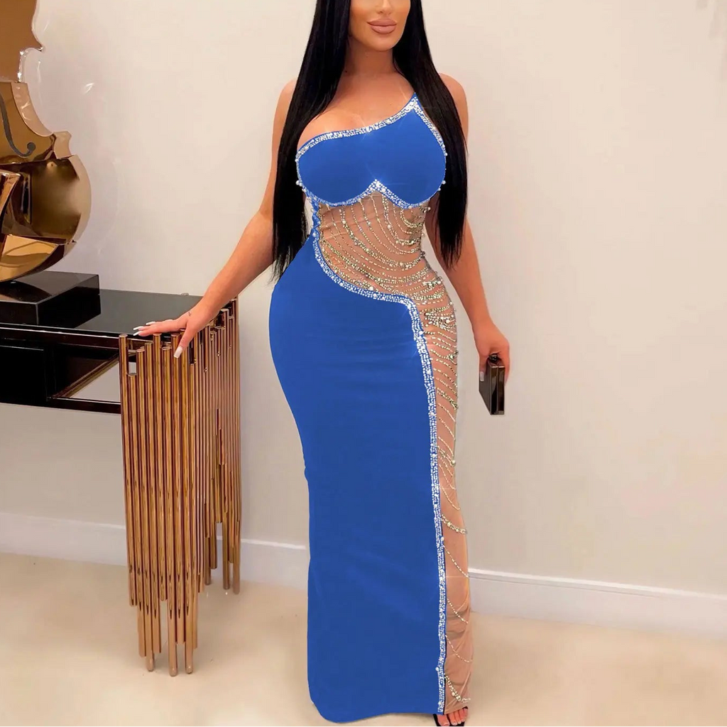 MESH PATCHWORK MAXI DRESS