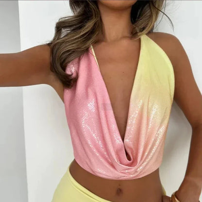 SEQUINED HALTER SKIRT SET