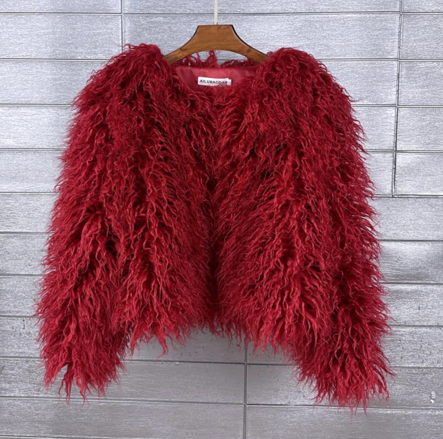 women's fur coat Colorful Furry Pink lamb wool faux fur coat female Shaggy sheepskin coat winter artificial fur jacket