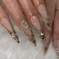 10 PCS BEJEWELD LUXURY DESIGNER LONG NAILS