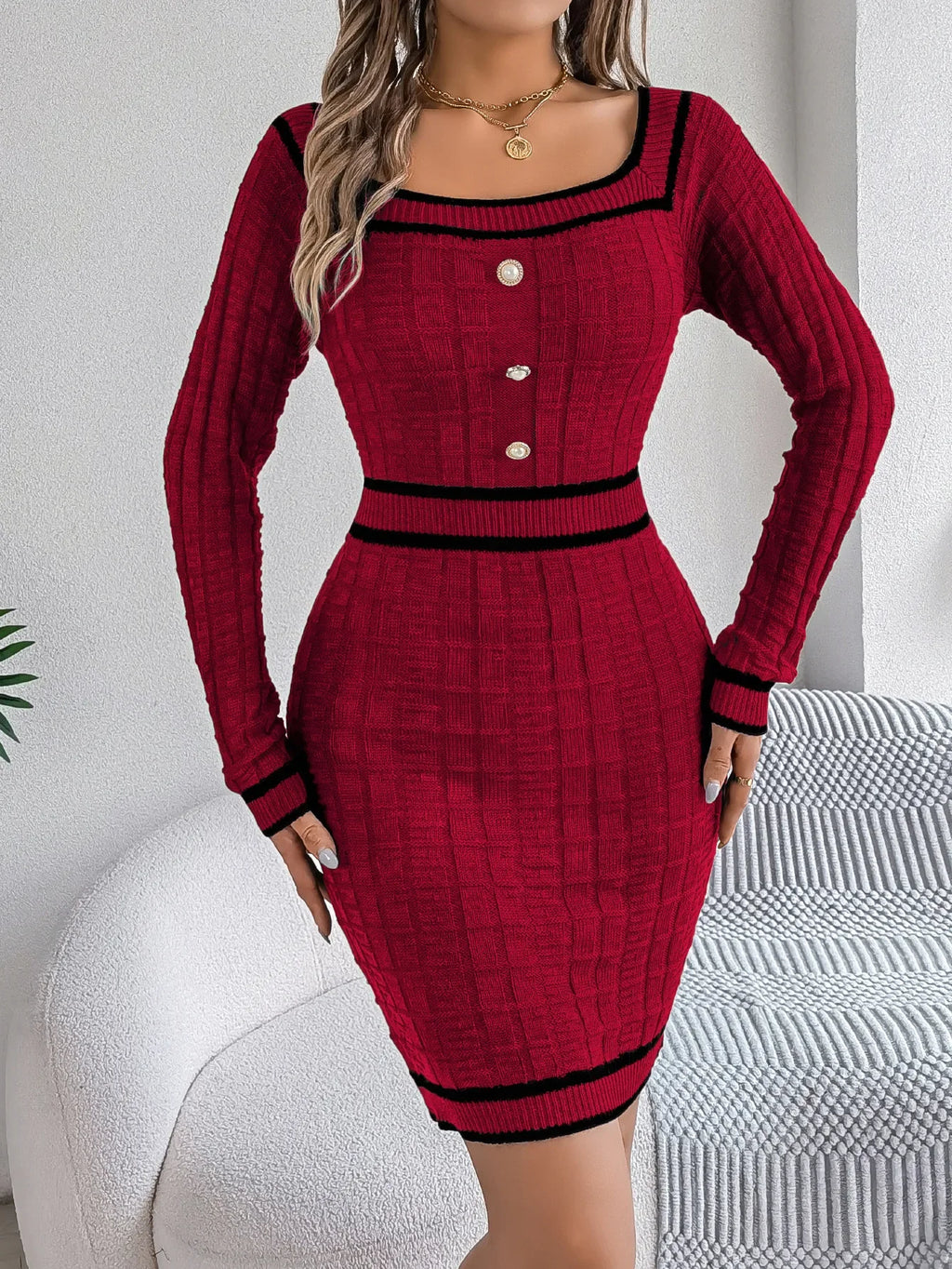 NO COMPARISON SQUARE COLLAR DRESS